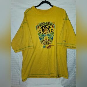 Coogi Inspired Mens XL Yellow Logo Embroidery Short Sleeve Shirt Altitude